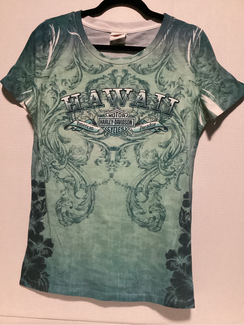 Harley-Davidson Women's Teal Green Hawaii Graphic Short Sleeve Tee XL